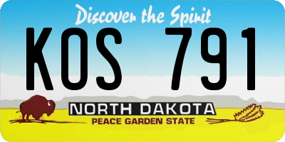 ND license plate KOS791