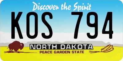 ND license plate KOS794