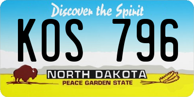 ND license plate KOS796