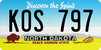 ND license plate KOS797