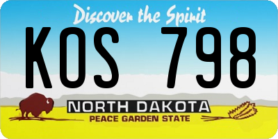 ND license plate KOS798