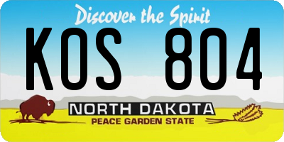 ND license plate KOS804