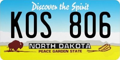 ND license plate KOS806