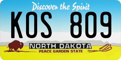 ND license plate KOS809