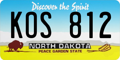 ND license plate KOS812