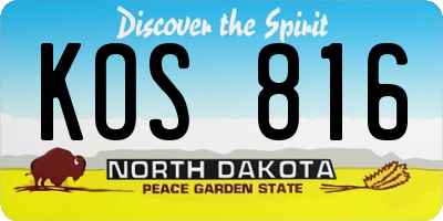 ND license plate KOS816