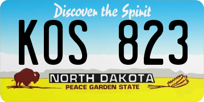 ND license plate KOS823