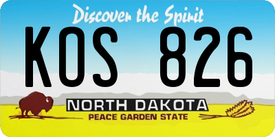ND license plate KOS826