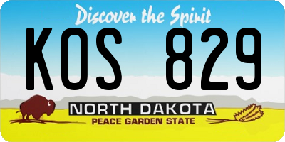 ND license plate KOS829