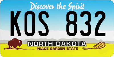 ND license plate KOS832