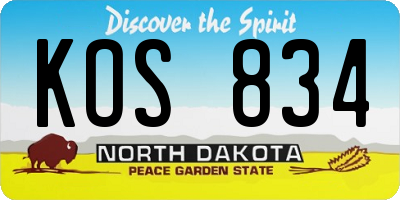 ND license plate KOS834
