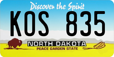 ND license plate KOS835