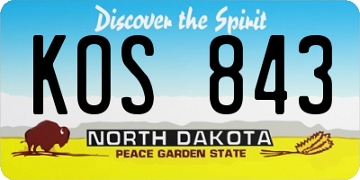 ND license plate KOS843