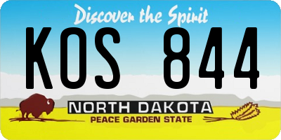 ND license plate KOS844