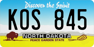 ND license plate KOS845