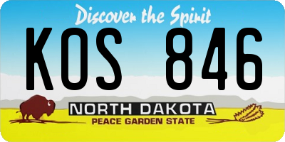 ND license plate KOS846