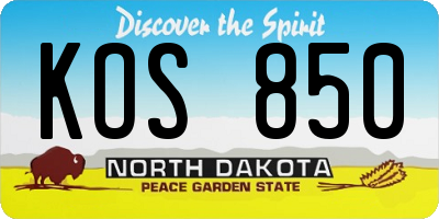 ND license plate KOS850