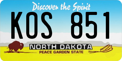 ND license plate KOS851