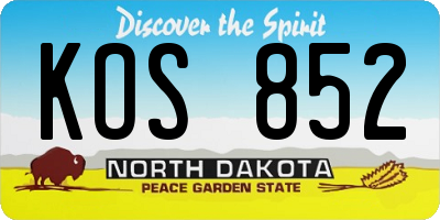 ND license plate KOS852