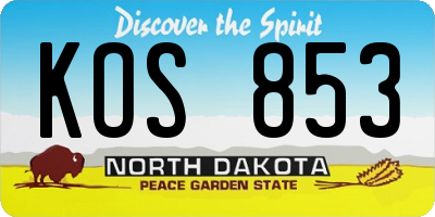 ND license plate KOS853