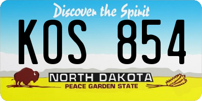 ND license plate KOS854