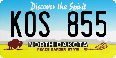 ND license plate KOS855