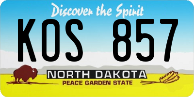 ND license plate KOS857