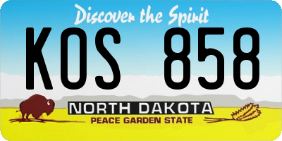 ND license plate KOS858