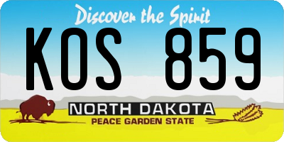 ND license plate KOS859