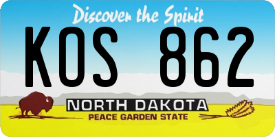 ND license plate KOS862