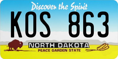 ND license plate KOS863
