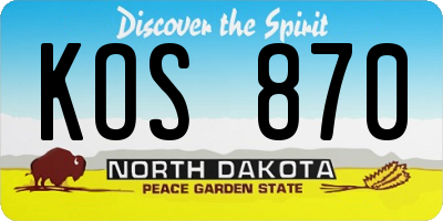 ND license plate KOS870