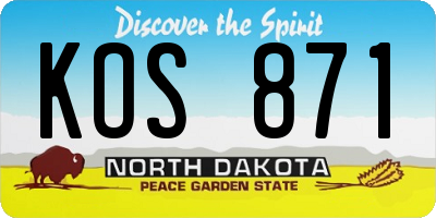 ND license plate KOS871