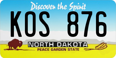 ND license plate KOS876