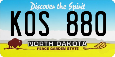 ND license plate KOS880