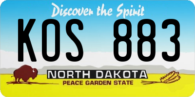 ND license plate KOS883