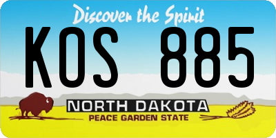 ND license plate KOS885