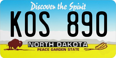 ND license plate KOS890