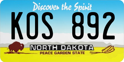 ND license plate KOS892