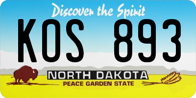 ND license plate KOS893