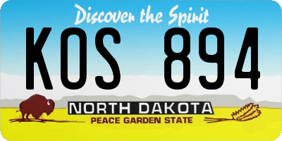 ND license plate KOS894
