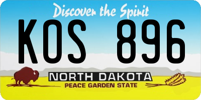 ND license plate KOS896