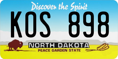 ND license plate KOS898