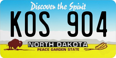 ND license plate KOS904