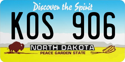 ND license plate KOS906