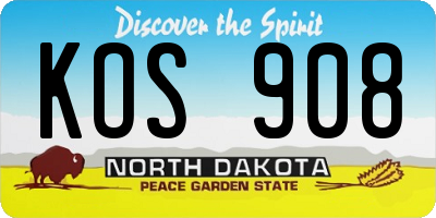 ND license plate KOS908