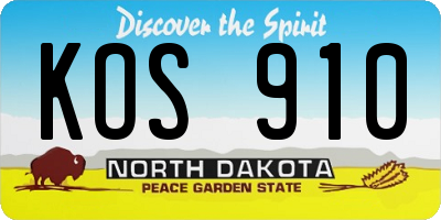 ND license plate KOS910
