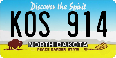 ND license plate KOS914