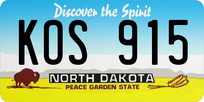 ND license plate KOS915