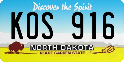 ND license plate KOS916
